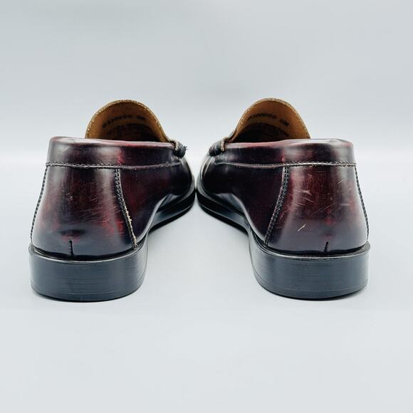 Bass Shoes Mens 10 Burgundy Leather Walton Penny Loafers Slip On Dress Moc Toe - Picture 8 of 13
